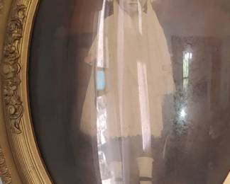 Beautiful circa 1900's girl child in bonnet in bubble glass frame