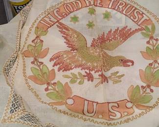 Gorgeous antique embroidery eagle and God We Trust United States