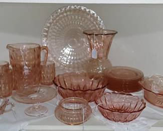 Great collection of vintage pink depression glass