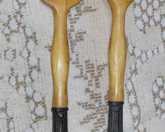 wooden serving spoons with sterling silver handles
