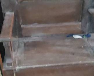 Antique oak hall tree and a side shot of Precious the dog's tail!! 