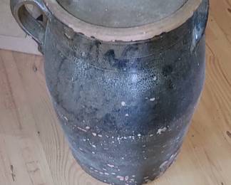 5 gallon alkaline pottery jug signed  J.H. Stewart & J. O. Brown
