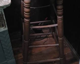 Antique oak Industrial stool adjustable cast iron seat