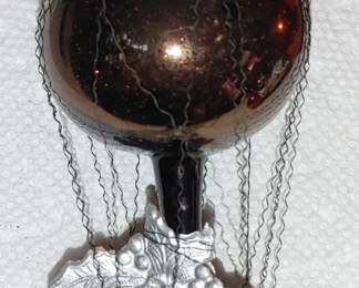 Antique Double Drop Wire Wrapped Dresden Foil Bell Glass Christmas Ornament