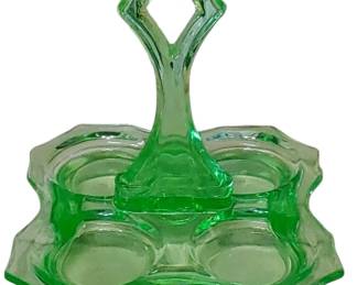 Uranium glass tray more pictures posted we found the matching glasses