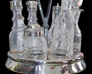 Victorian condiment server six bottles
