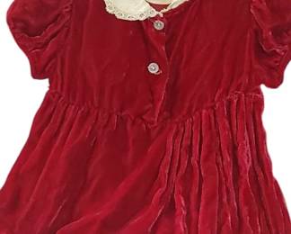 Vintage girls red velvet handmade dress