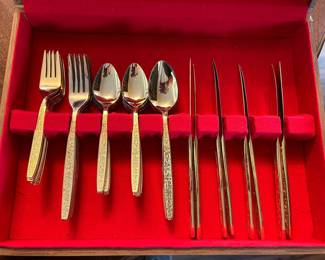 Several sets of beautiful flatware.
