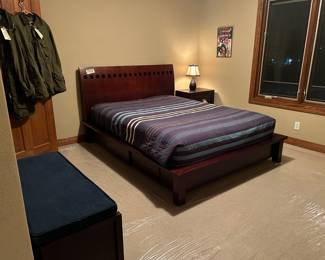 Queen platform bed with mattress