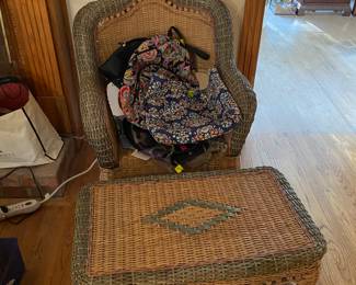 Wicker chair with stool - Vera Bradley purses