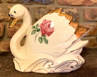 McCoy gold rimmed white swan ca. 1950's