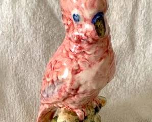 Vintage Stangle Art Pottery bird Pink Cockatoo - ca. 1940's