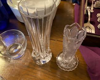 Various flower vases - this nice sized table - (oblong with leaf in) or (Round with leaf out) is in good shape and is also for sale.