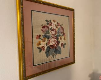 Framed & matted flowers under glass