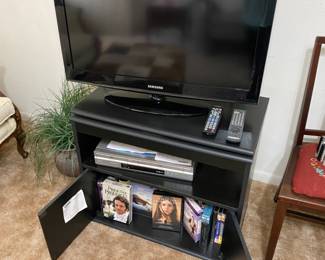 TV, stand, remotes, Music