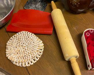 Rolling pin, & additional teapots