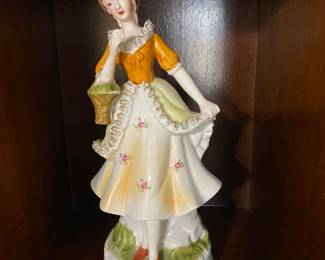 Victorian lady statuette in China cabinet - LR