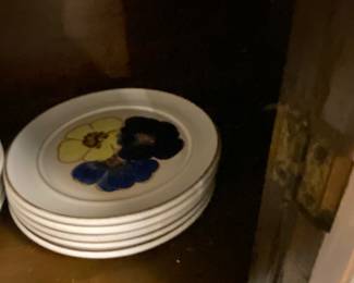 Close up of some of the “Denby” set of dishes