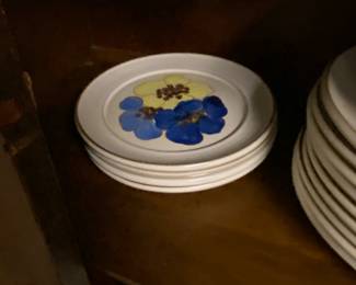 Close up of some of the “Denby” set of dishes