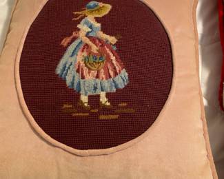 Crewel Victorian child pillow