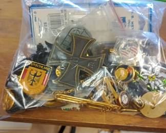 Bags of misc military patches pins etc