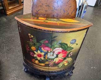 Flower painted corner cabinet