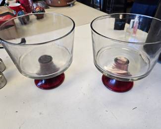 red footed serving bowls