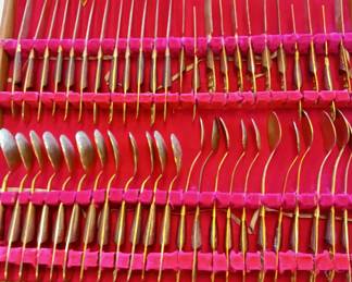Large brass silverware set