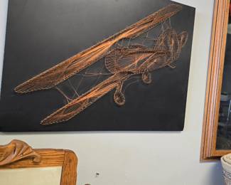 Copper wire airplane art