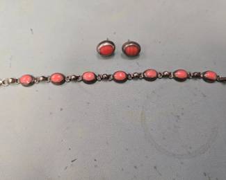 Heavy sterling silver bracelet and earrings