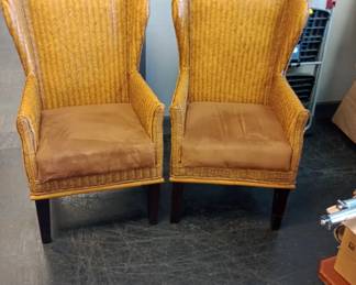 Wicker wing back chairs