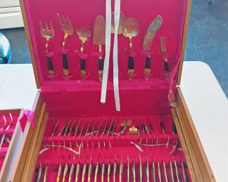 Large brass silverware set
