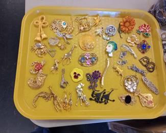 Costume jewelry brooches and more