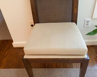 Set of four/Baker caned and upholstered dining chairs