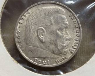 Germany 1938D 5 Reichsmark Coin 