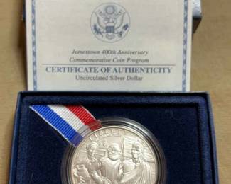Jamestown 400th Anniversary Commemorative Uncirculated Silver Dollar