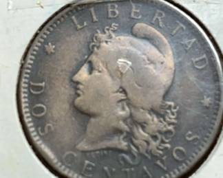 ARGENTINA 1894 2 CENTAVOS COIN