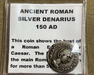 ANCIENT ROMAN SILVER DENARIUS 150 AD