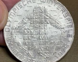 Austria Innsbruck Winter Olympics Skier Silver 100 Schilling 1976 