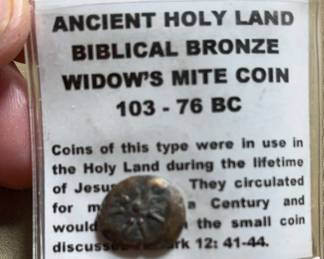 ANCIENT HOL BIBLICAL BRONZE WIDOWS MITE COIN
