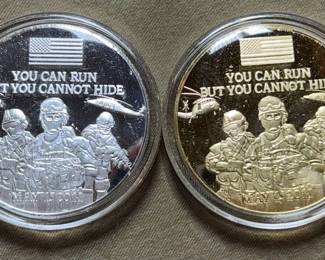 You can run but you cant hide Justice has been done 911 Challenge Plated Coins