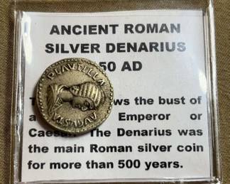 Ancient Roman Silver Denarius 