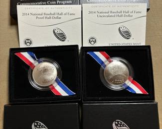 2014 National Baseball Hall of Fame HalfDollar Proof  Uncirculated Coins