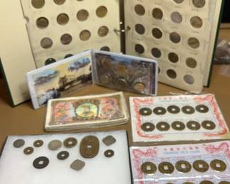 Coins Japanese, Chinese, Singapore  Hell Dollars