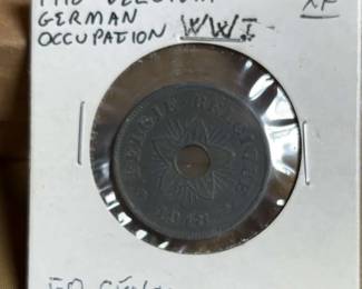1918 Belgium German Occupation 50c Coin