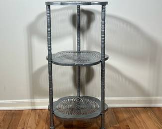 ALUMINUM SIDE TABLE | 3-tiered aluminum side table - h. 30 x w. 15 x l. 15 in