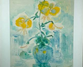 ABSTRACT WATERCOLOR STILL LIFE | Abstract still life 19 x 15 in sight - w. 21.5 x l. 25.5 in (frame)