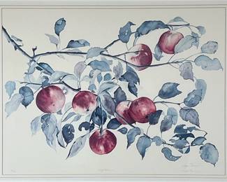 LYN SNOW STILL LIFE PRINT | Wolf River. Print on paper. 22 x 29.5 in sight. Signed, titled, and numbered “186/500” on bottom - w. 30 x l. 37.5 in (frame)