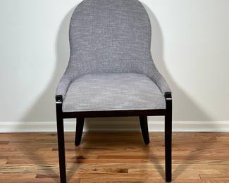 ROUND BACK SIDE CHAIR | Grey upholstered side chair with round back - h. 37 x w. 23 x l. 23 in