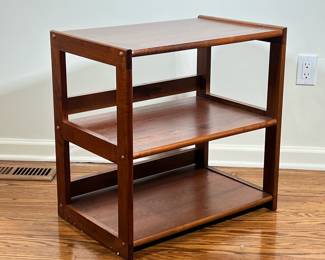 SMALL WOOD ETAGERE | Wood open shelving unit with 3 shelves - h. 24 x w. 15 x l. 24 in
